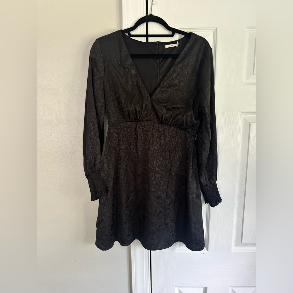 Francesca’s Mi Ami Black Mini Satin Dress